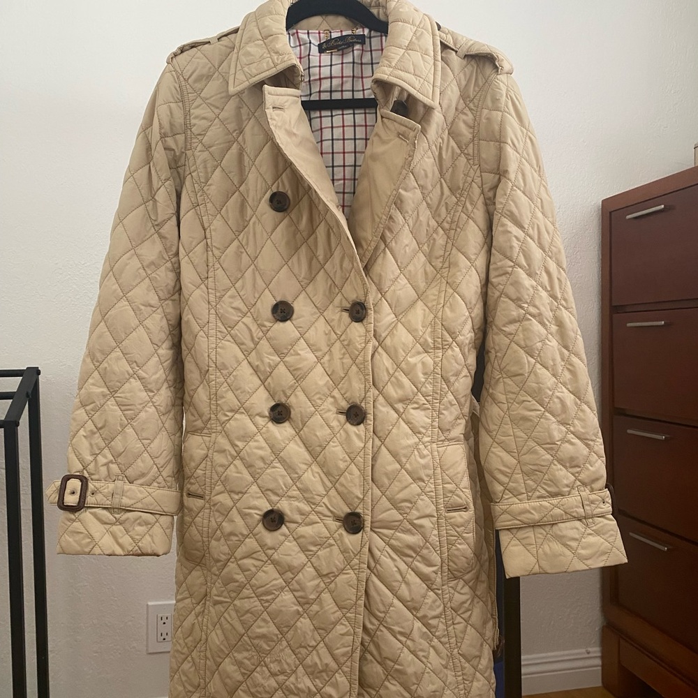 Brooks Brothers quilted double breasted trench coat in Beige SZ 12 NWOT